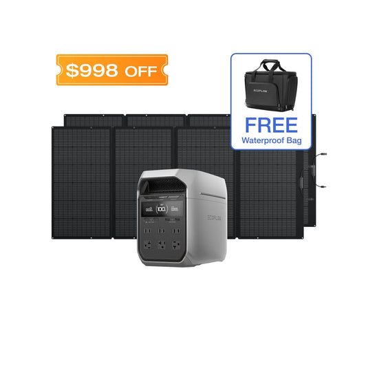 EcoFlow US Bundle DELTA 3 Plus + 400W Portable Solar Panel x 2 EcoFlow DELTA 3 Series Solar Generator (PV400W)