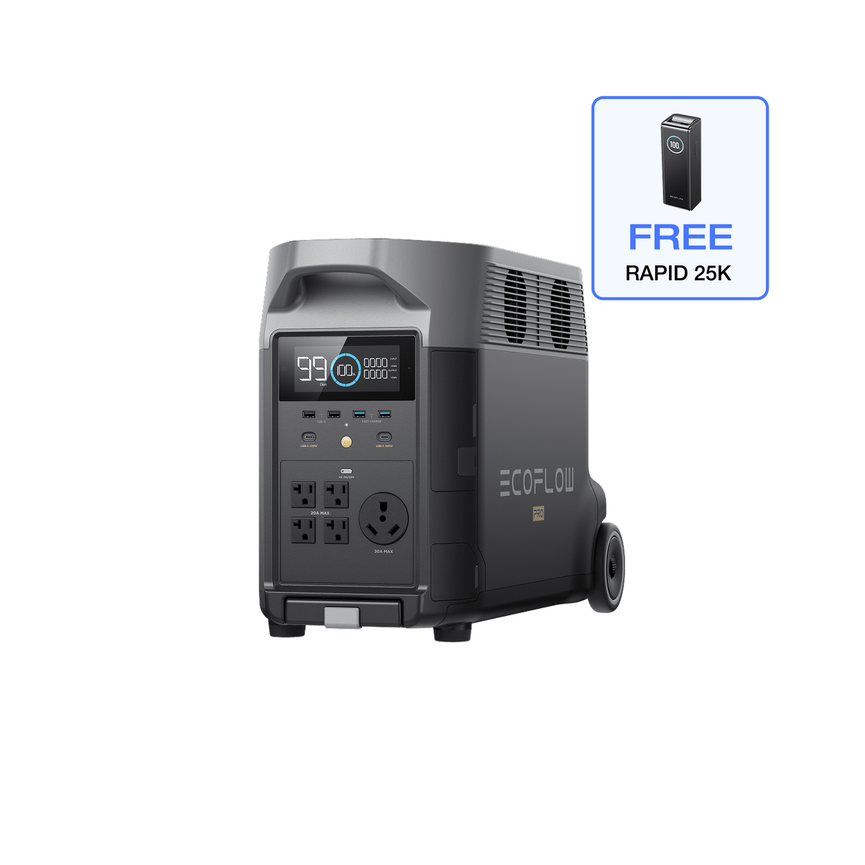 EcoFlow US DP DELTA Pro + Free RAPID 25k Power Bank EcoFlow DELTA Pro Portable Power Station