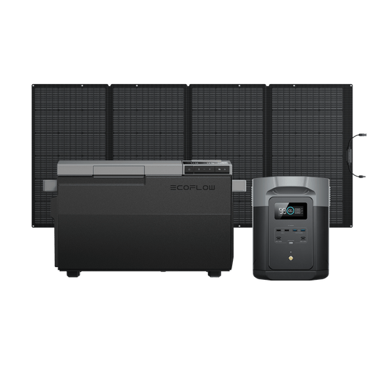 EcoFlow US 400W Portable Solar Panel * 1 EcoFlow GLACIER Portable Refrigerator + DELTA 2 Max Portable Power Station