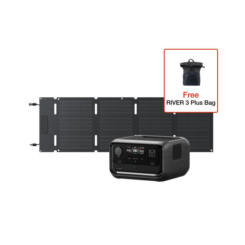 Load image into Gallery viewer, EcoFlow US Standalone (Members-only) RIVER 3 Plus + 45W Solar Panel + Free Bag EcoFlow RIVER 3 Plus Portable Power Station
