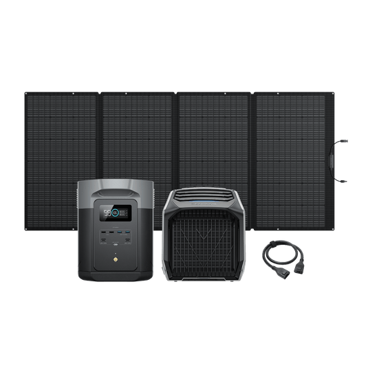 EcoFlow US 400W Portable Solar Panel * 1 EcoFlow WAVE 2 Portable Air Conditioner + DELTA 2 Max Portable Power Station