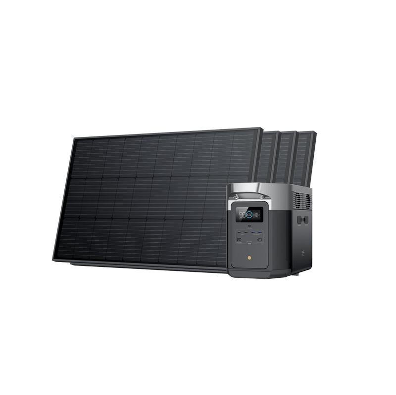 EcoFlow DELTA 2 + 4 100 Watt 12V Portable Rigid Solar Panel - Wild