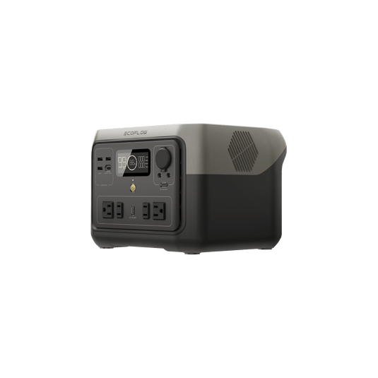 EF ECOFLOW Portable Power Station RIVER 2, 256Wh LiFePO4 Battery/ 1 Hour  Fast Charging, 2 Up to 600W AC Outlets, Solar Generator (Solar Panel